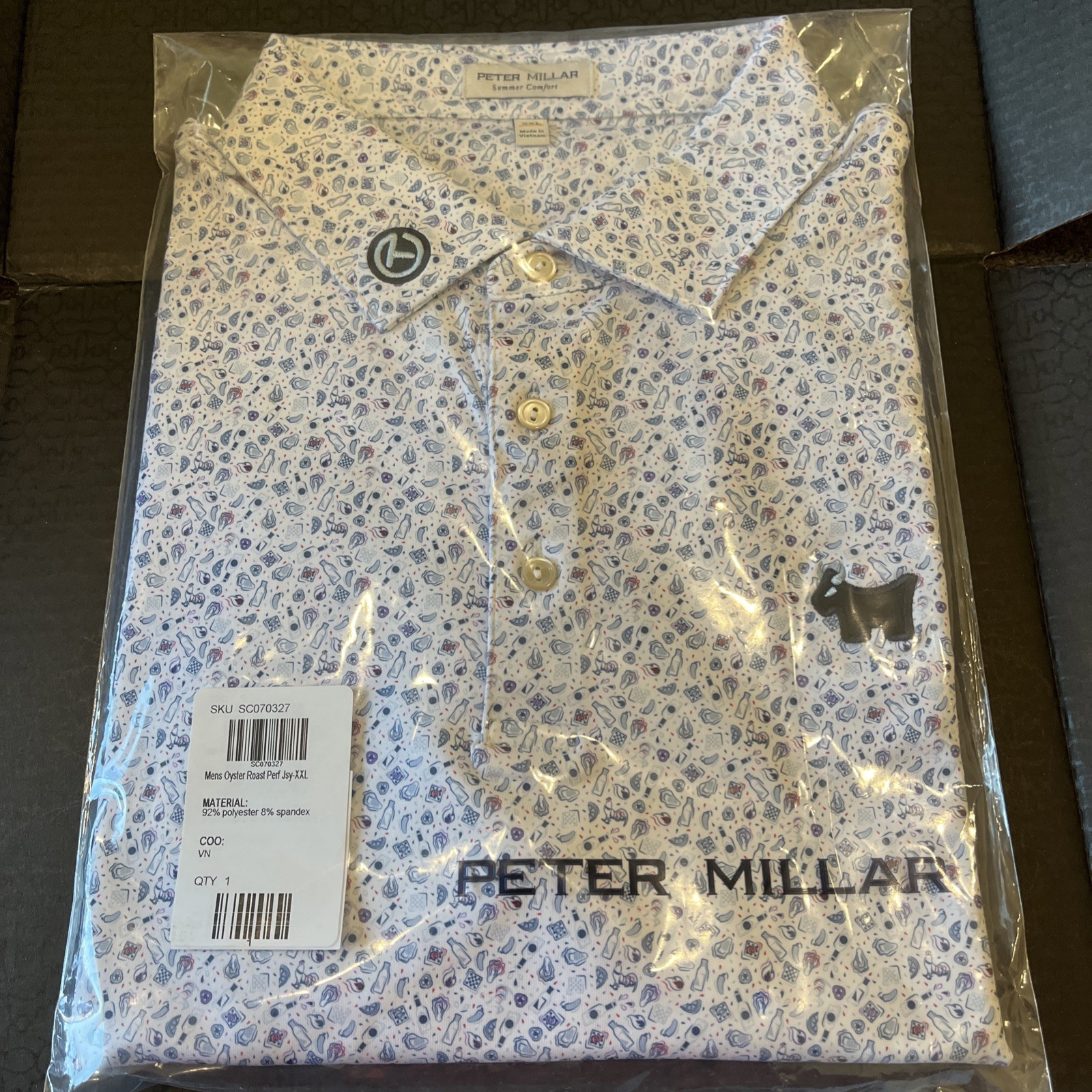 Scotty Cameron Peter Millar Summer Comfort Oyster Roast Bulldog Polo XXL Scotty Cameron Peter Millar Summer Comfort Oyster Roast Bulldog Polo XXL