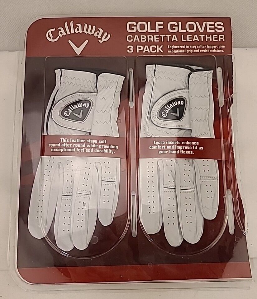 Callaway Golf Gloves Premium 2-Pack Cabretta Leather LH (for RH Golfer)M/L *READ