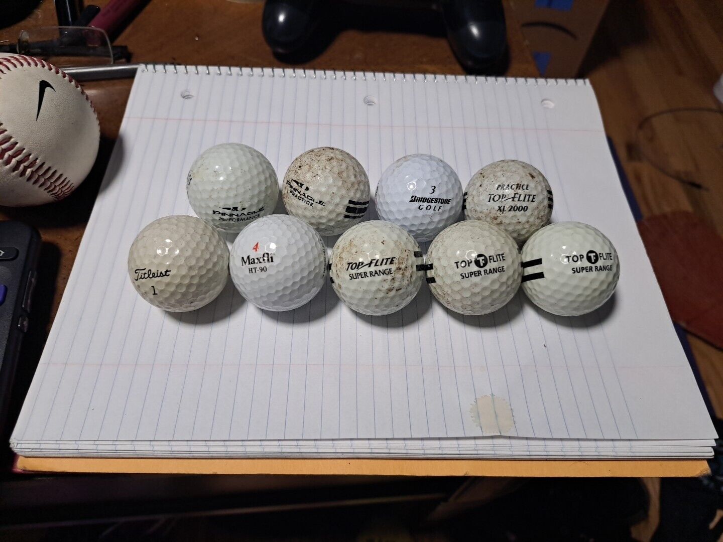 Golf Balls mixed Lot of 9 - Titleist/ Maxfli/Pinnacle/Bridgestone/Top Flite