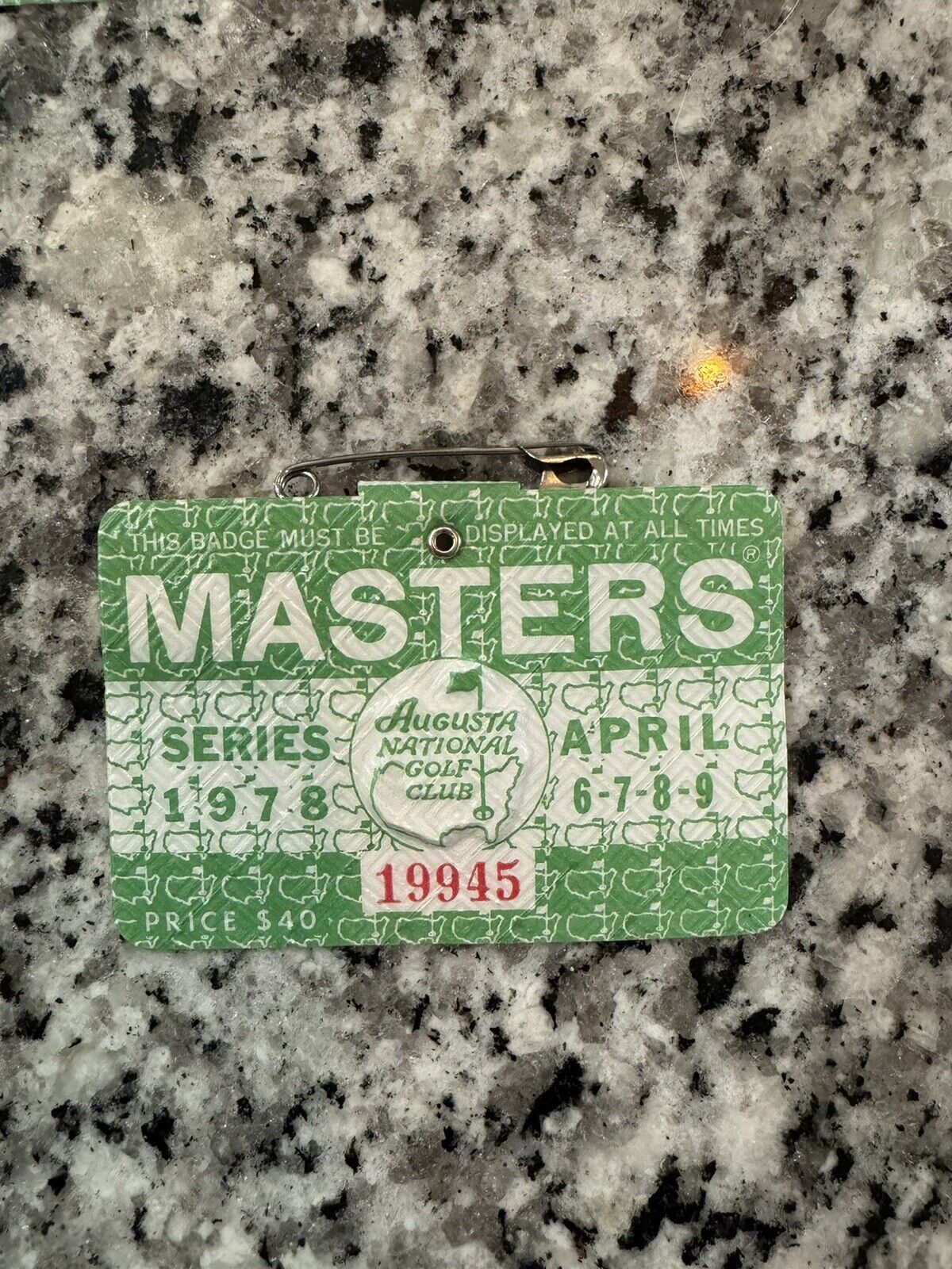 1978 Gary Player Winner Master’s Badge 