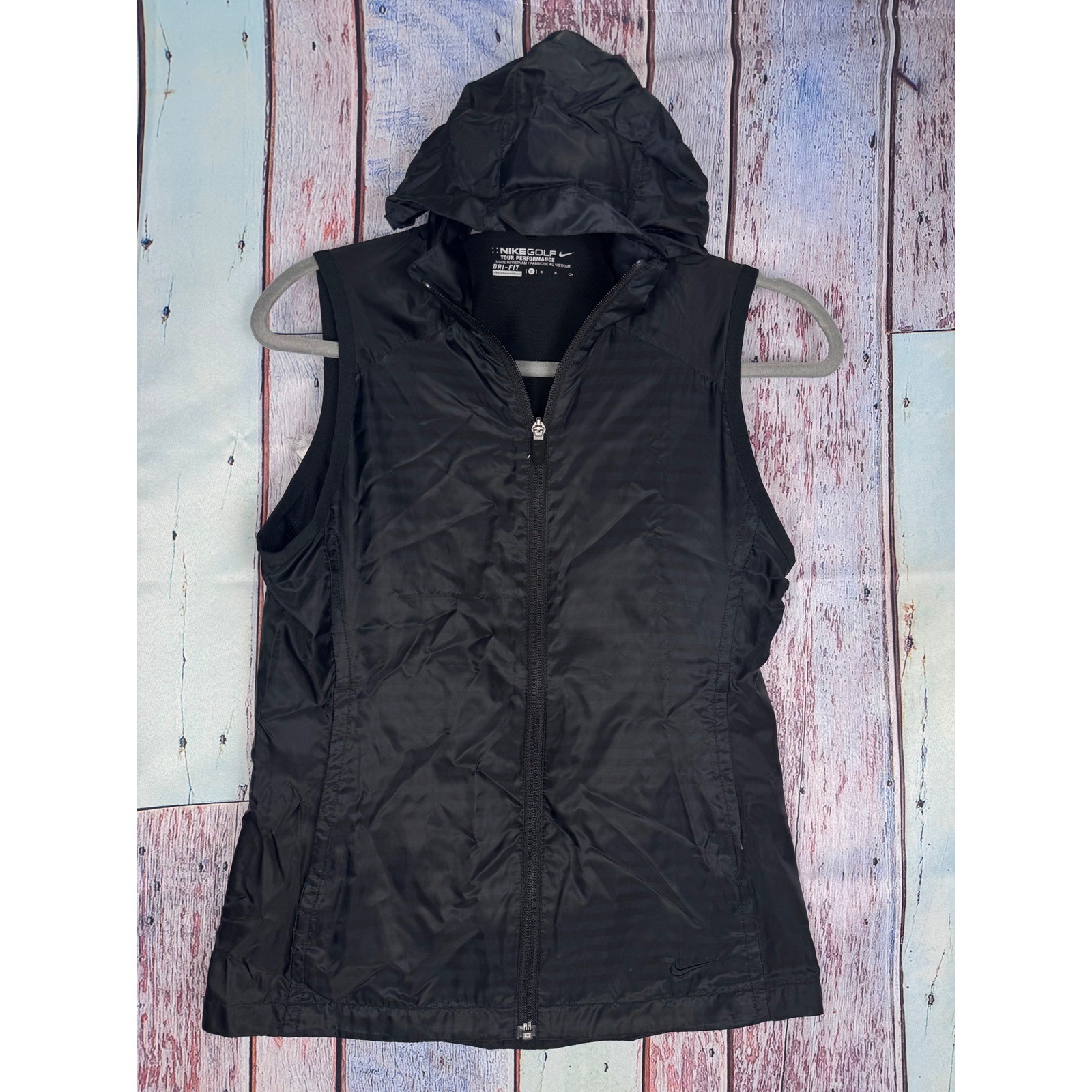 Nike Golf Tour Pro Performance Dri-FIT Vest Black Full Zip Hood Womens Small Nike Golf Tour Pro Performance Dri-FIT Vest Black Full Zip Hood Womens Small