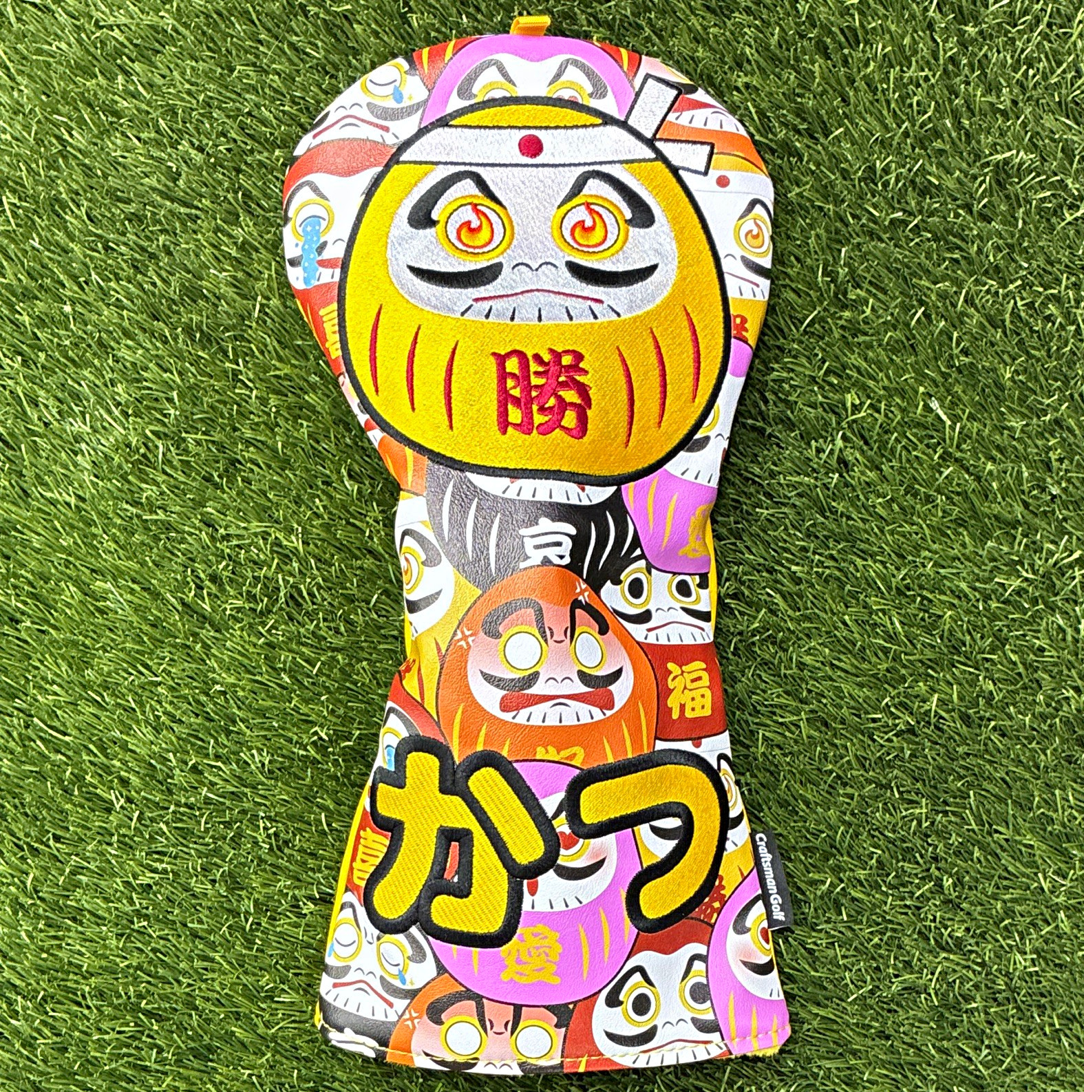 Craftsman Golf Daruma Japanese Pattern Driver Headcover Yellow/Multicolor Craftsman Golf Daruma Japanese Pattern Driver Headcover Yellow/Multicolor