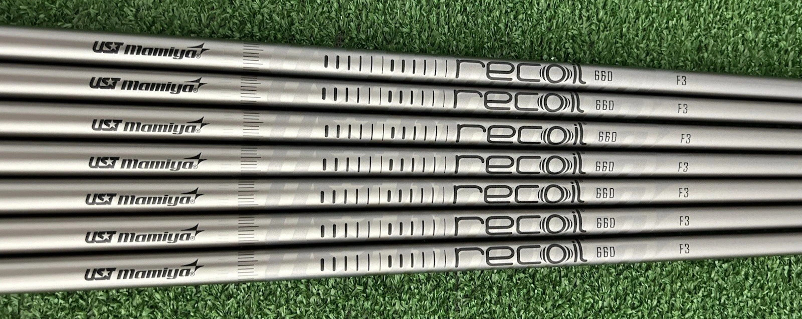 NEW UST Mamiya Recoil 660 SC F3 Regular Flex Graphite .370 - 7pc Iron Shafts Set NEW UST Mamiya Recoil 660 SC F3 Regular Flex Graphite .370 - 7pc Iron Shafts Set