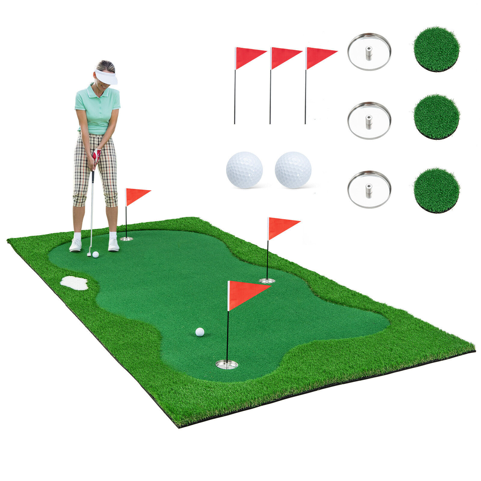10 x 5 FT Golf Putting Green Professional Golf Training Mat w/ 2 Golf Balls