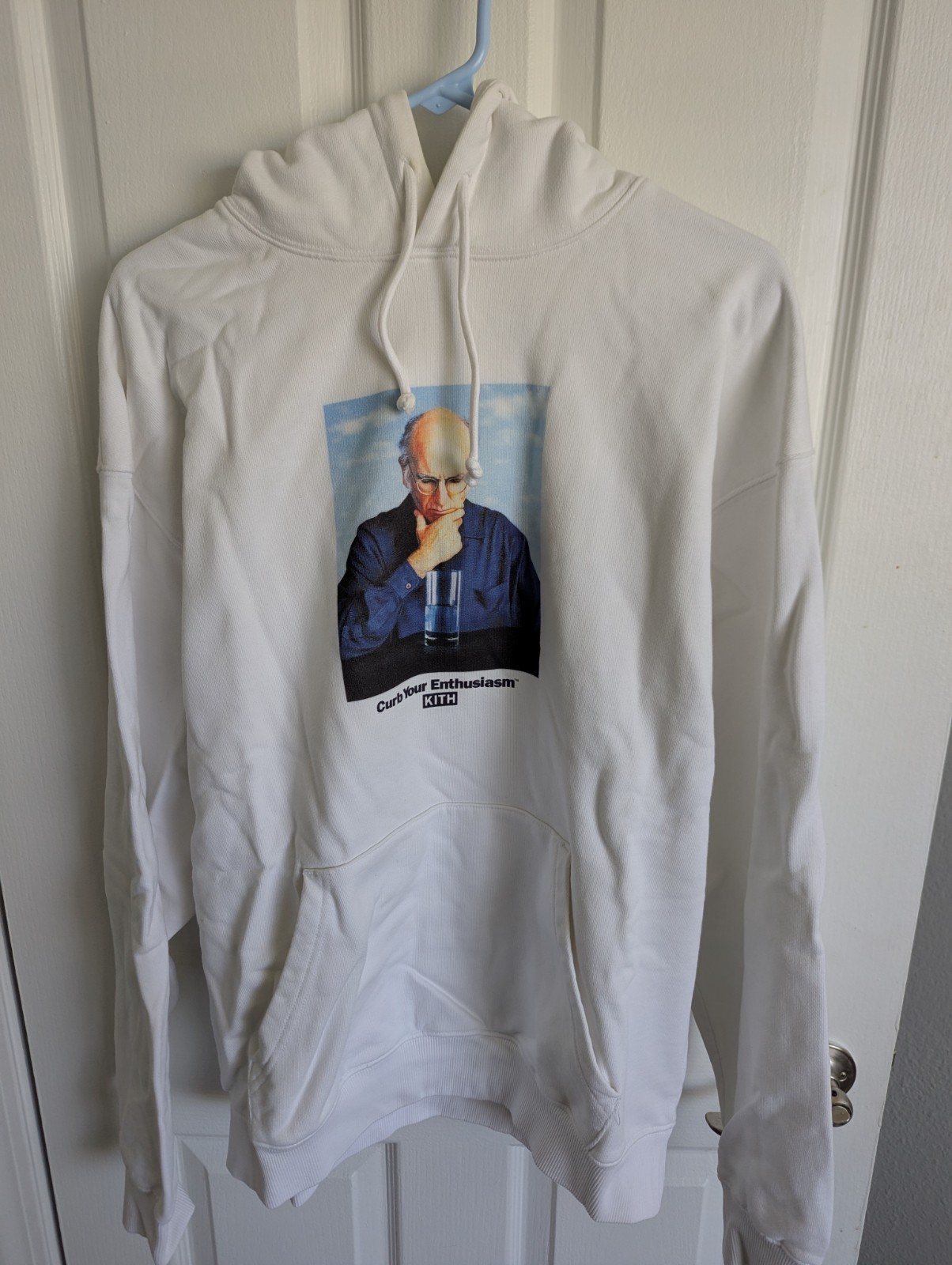 KITH x Curb Your Enthusiasm Larry David Perspective White Pullover Hoodie L KITH x Curb Your Enthusiasm Larry David Perspective White Pullover Hoodie L