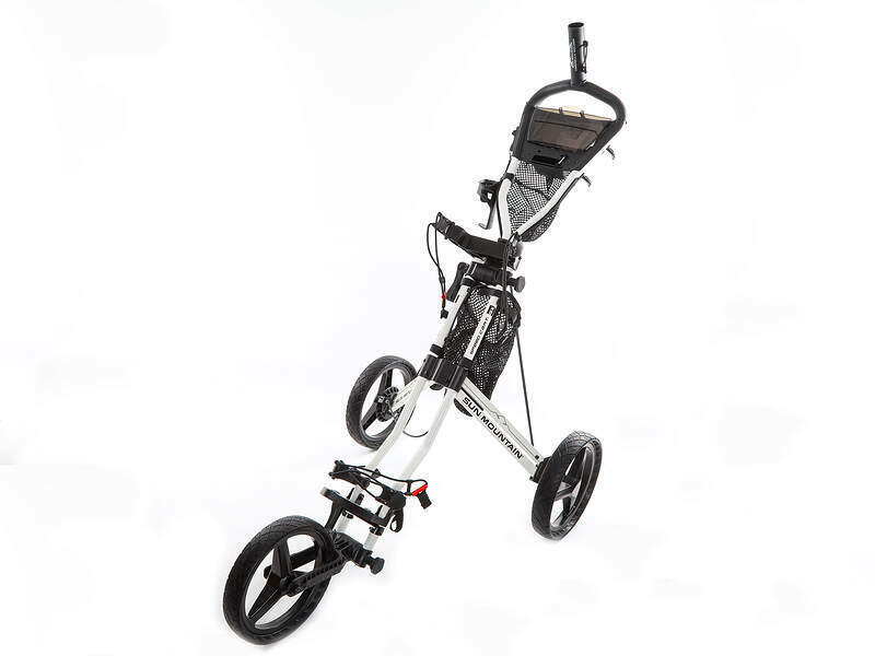 Sun Mountain Speed Cart GX Push Pull Golf Cart White 3 Wheel Trolley