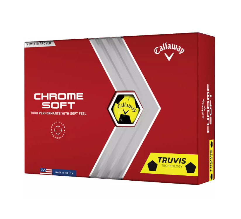 SALE Callaway Golf Chrome Soft Yellow TruVis Golf Balls - Pack of 12 Balls