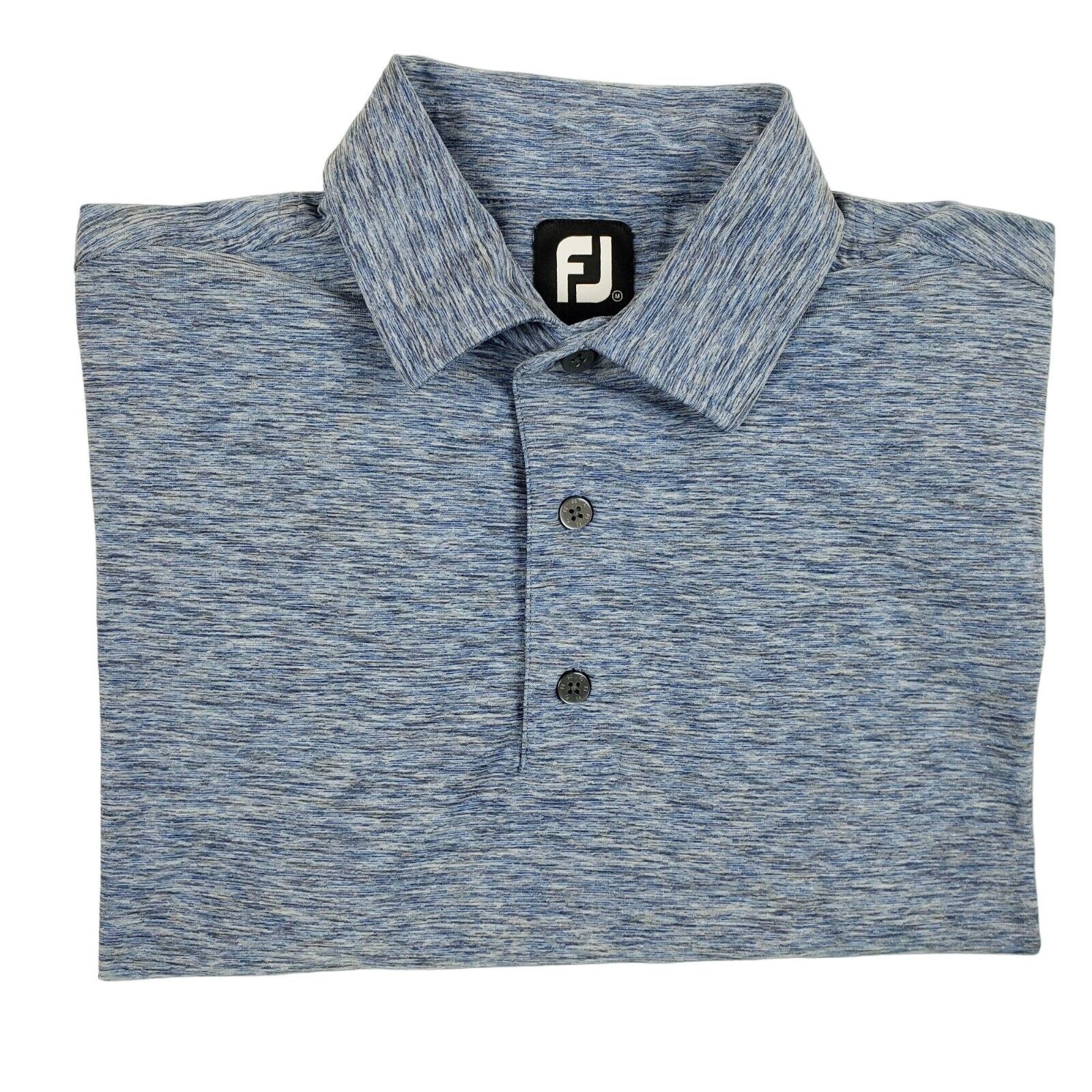 Footjoy Men\'s Size Medium Polo Golf Short Sleeve Blue Tan Stretch Shirt