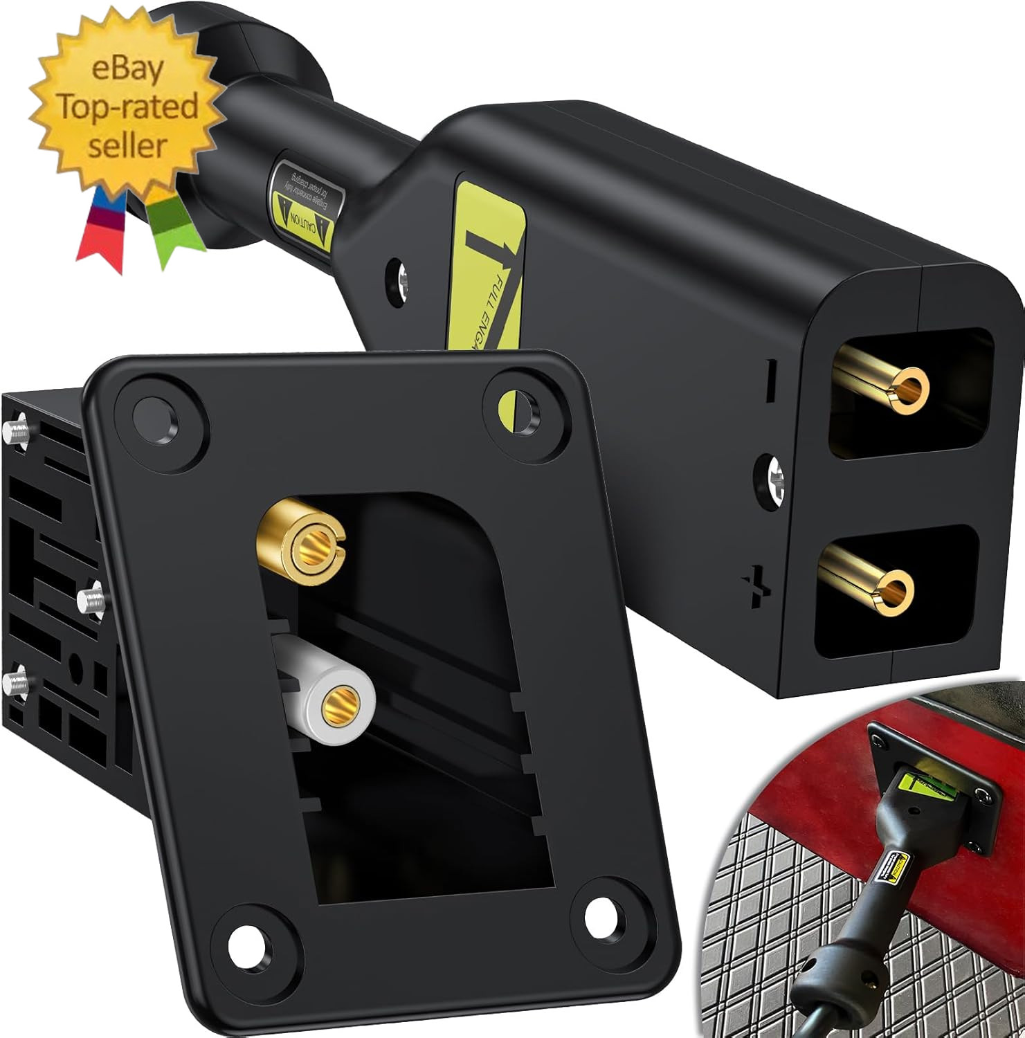 36V EZGO Powerwise Charger Receptacle and W/Handle Plug, Golf Cart Charging Port