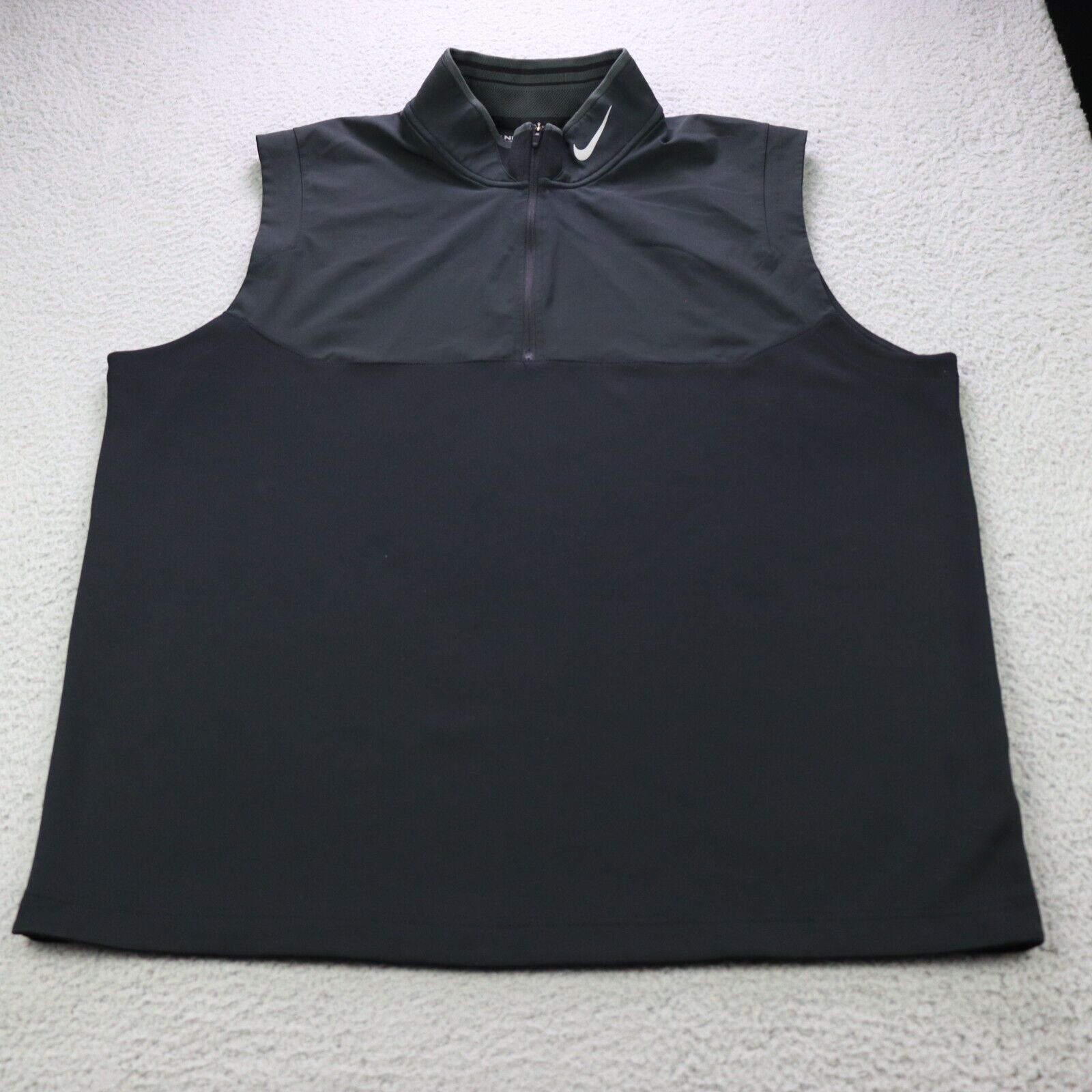 Nike Golf Vest Mens Extra Large Black Half Zip Tour Performance DRI FIT Logo