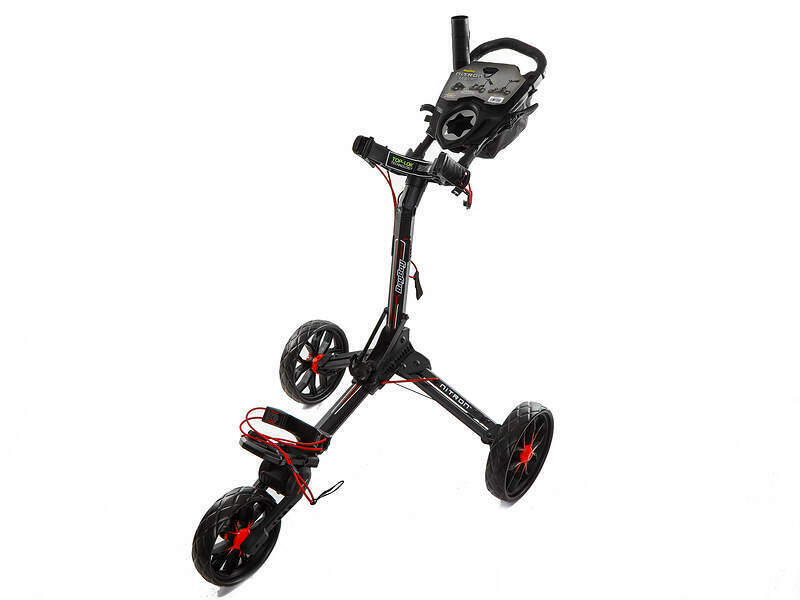 Bag Boy Nitron Auto-Open Push & Pull Cart Matte Black/Red 3 Wheel Trolley