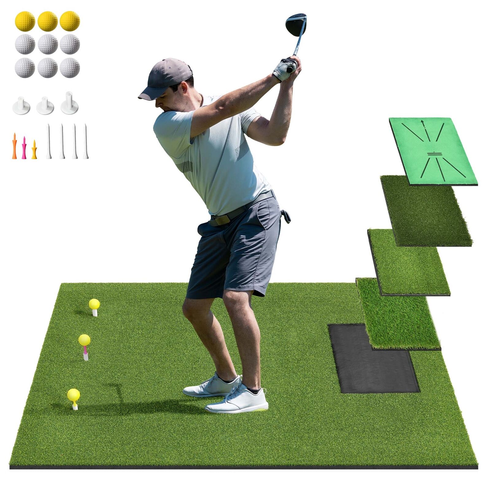 Golf Hitting Mat 5×4ft PRO 26MM Golf Practice Mat Golf Mat Training Aid Indoor