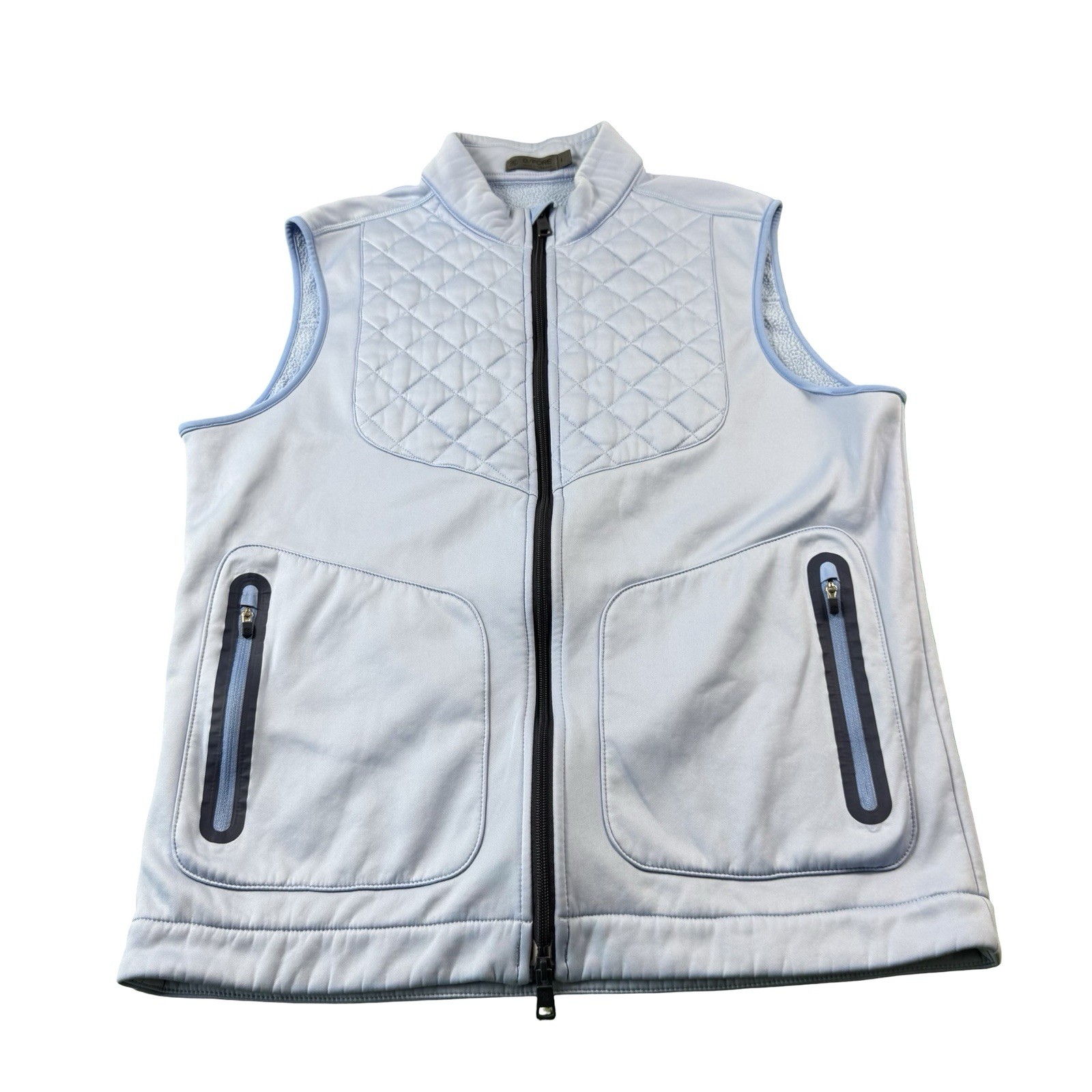 G/FORE Periwinkle Full Zip Quilted Mens Golf Vest Blue Large G/FORE Periwinkle Full Zip Quilted Mens Golf Vest Blue Large