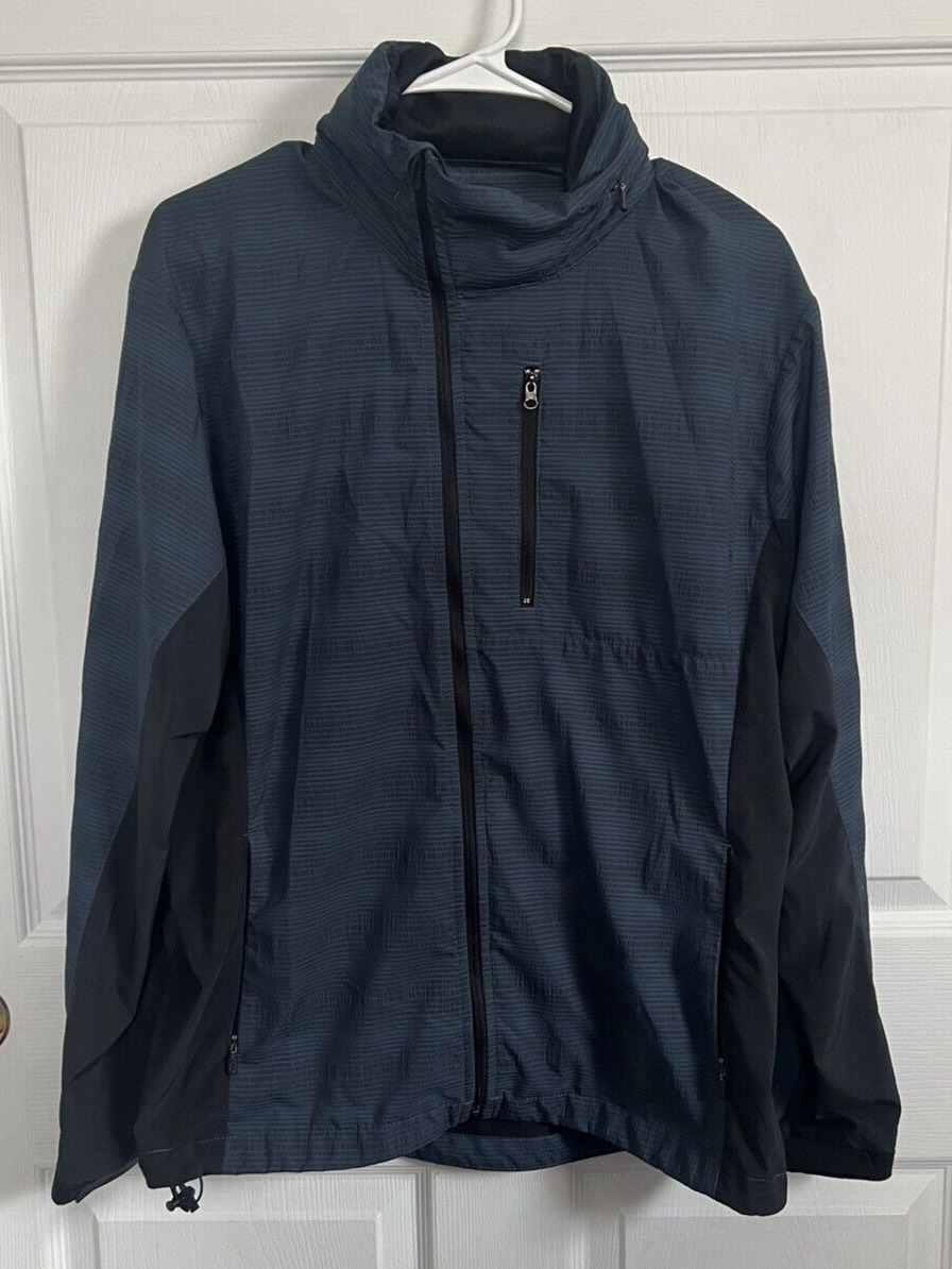 Men\'s Large Blue Nike Golf Tour Premium Dri-Fit Jacket Zip Up Hidden Hood
