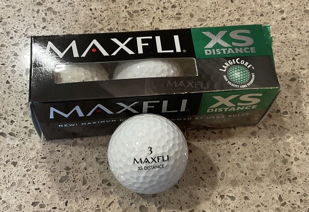 MaxFli XS Distance Large Core White Golf Balls (Sleeve of 3)