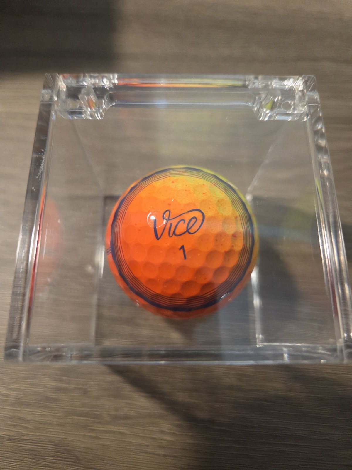 New Vice Pro Tracer Special Fireball collectable golf ball in case New Vice Pro Tracer Special Fireball collectable golf ball in case