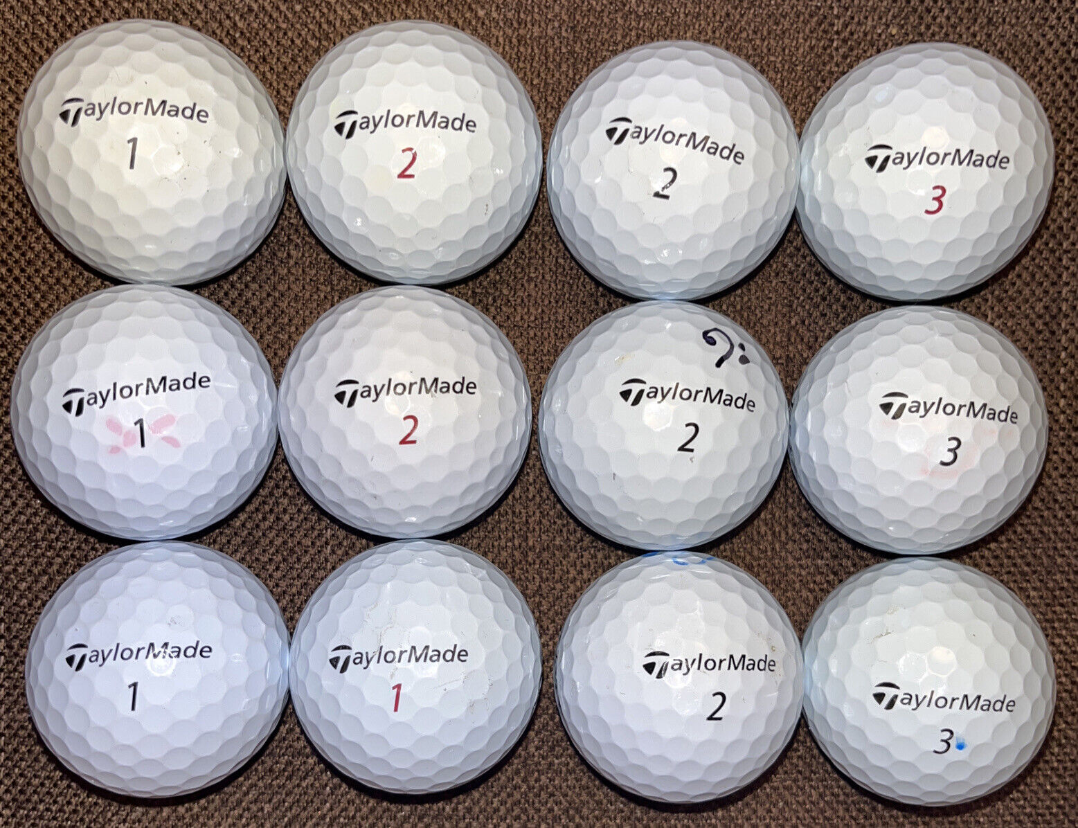Mixed Lot of 12 used TaylorMade Golf Balls - TP5 & TP5x - For Play or Practice