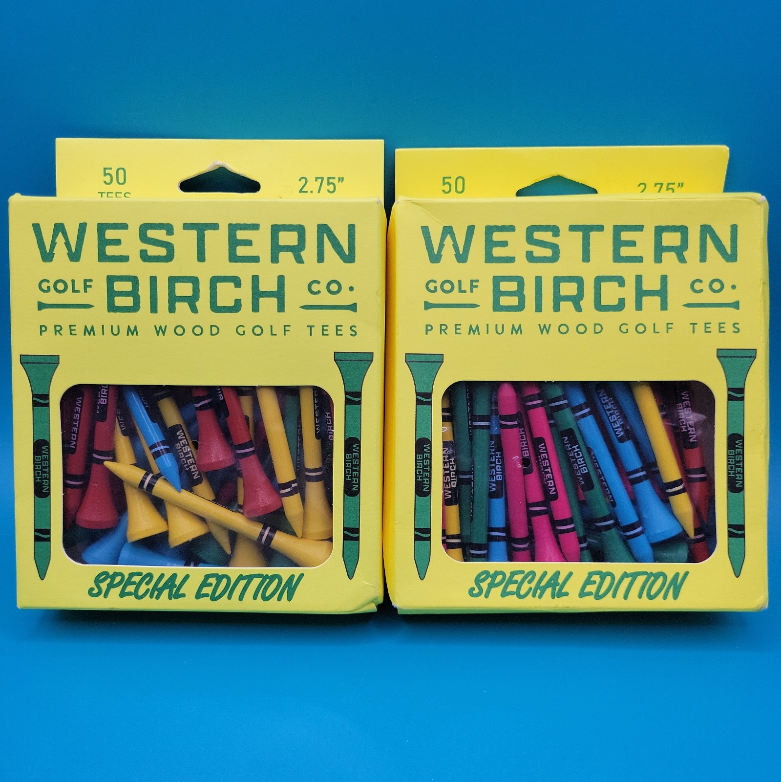 Lot of 2 New Boxes - (50 Pc) 100 Western Birch Special Edition Crayon Golf Tees Lot of 2 New Boxes - (50 Pc) 100 Western Birch Special Edition Crayon Golf Tees