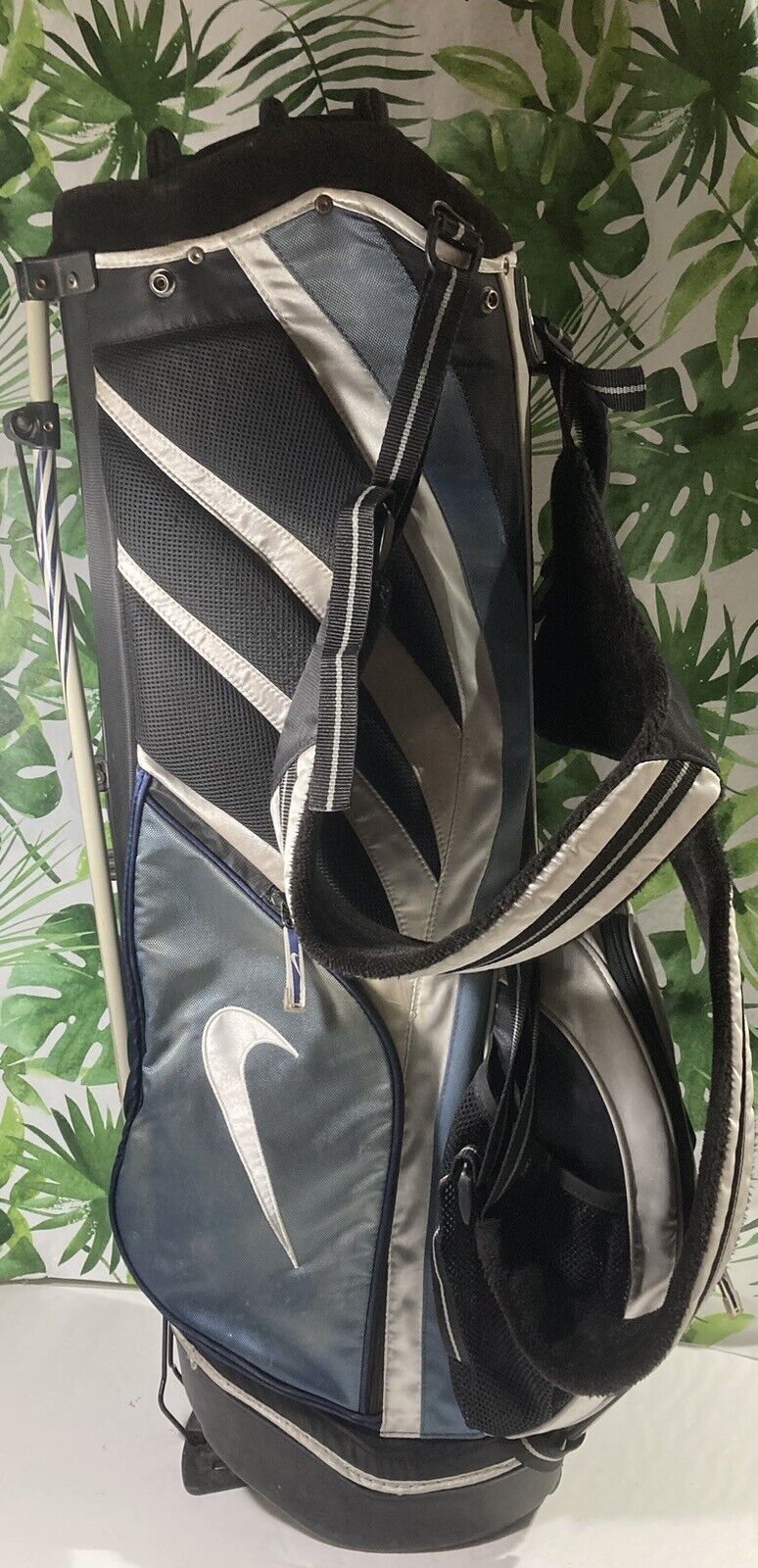 Nike Golf Stand Carry Bag 6 Way Divider Flex Dual Straps Black Rain Cover