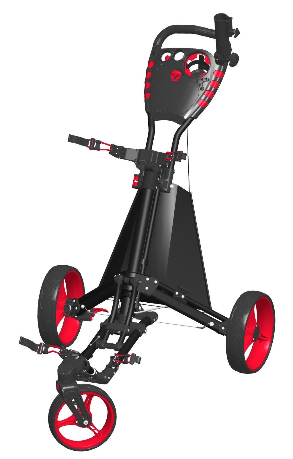 Spin It Golf - Easy Drive - Golf Push Cart  - Black/Red