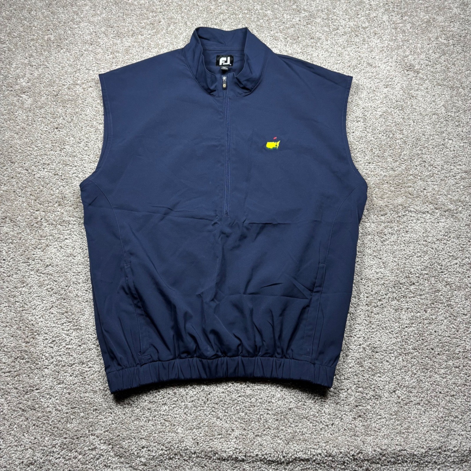 FootJoy Masters Tournament Golf Vest Mens Medium Navy Blue 1/4 Zip 1009483 FootJoy Masters Tournament Golf Vest Mens Medium Navy Blue 1/4 Zip 1009483