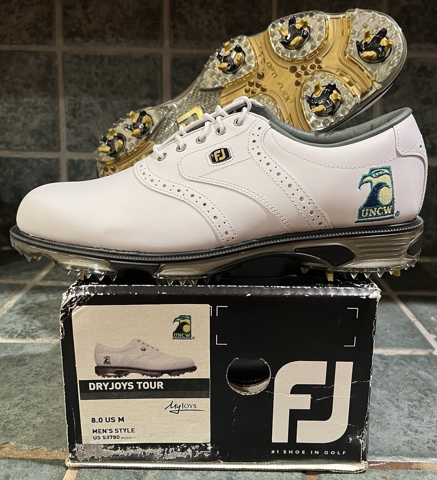 FootJoy DryJoys Tour My Joys Golf Shoes UNCW Logo Men’s Style Size 8M FootJoy DryJoys Tour My Joys Golf Shoes UNCW Logo Men’s Style Size 8M