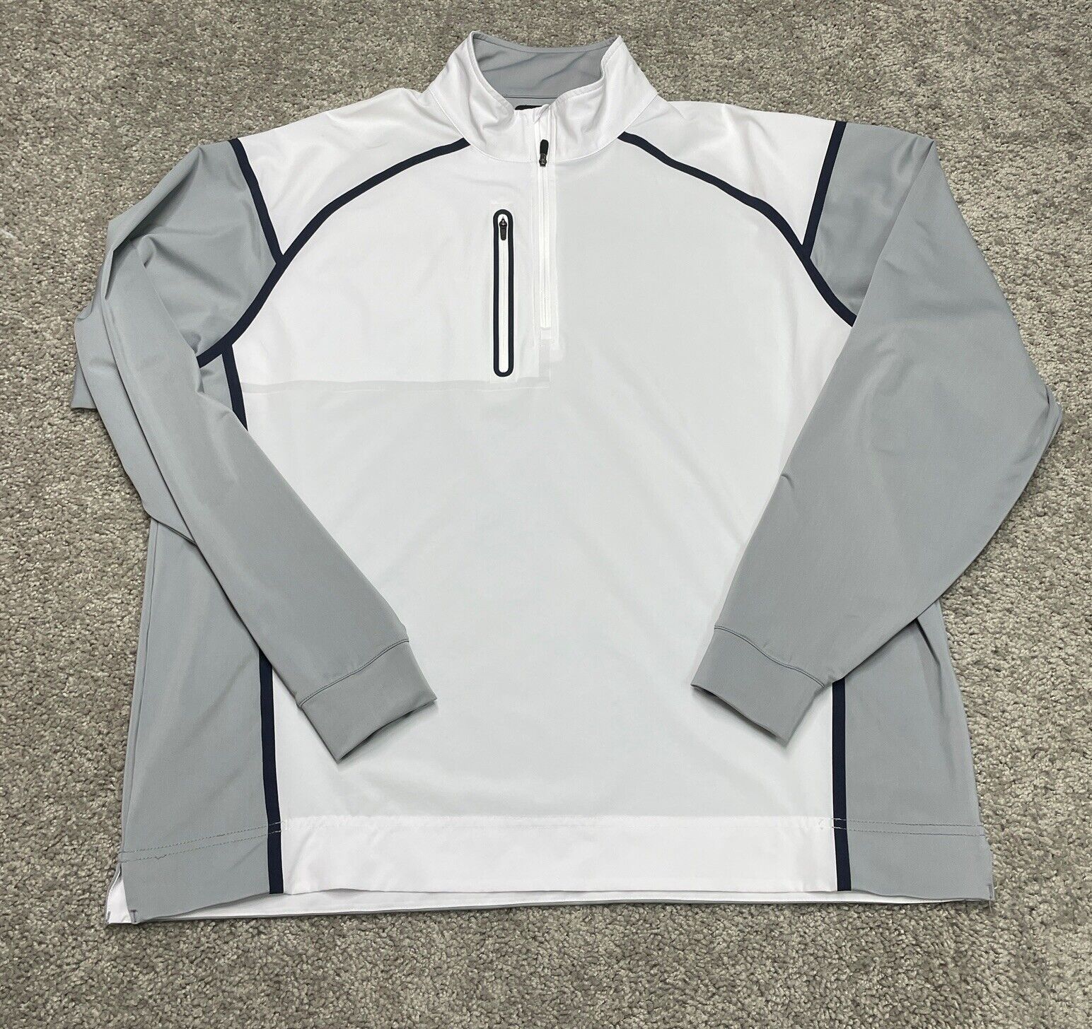 FootJoy GOLF Jacket Mens XL WHITE Gray Black Sport 1/4 Quarter Zip STRETCH