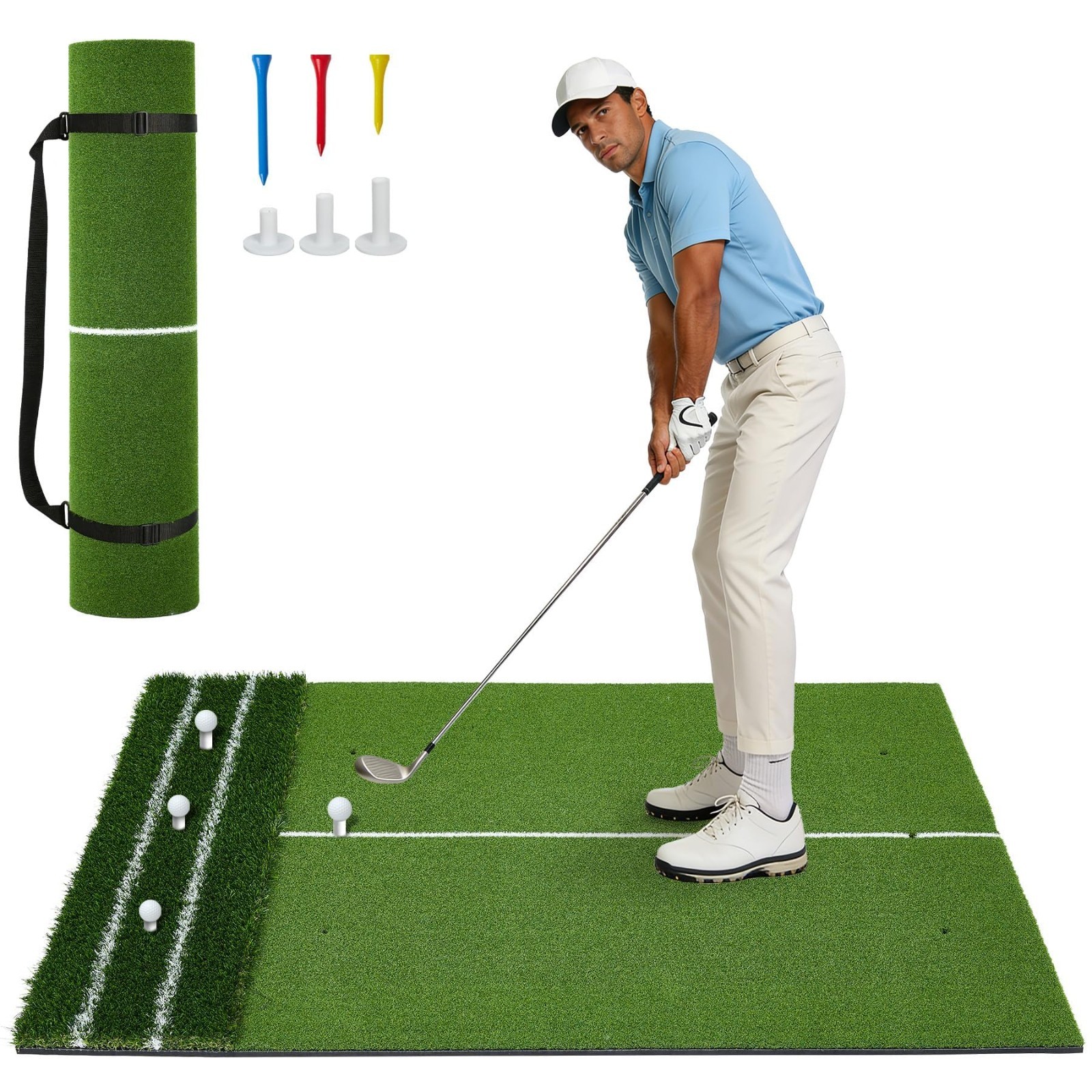 Dual Turf Golf Hitting Mat 5x4FT – High-Density Artificial Grass Practice Mat Dual Turf Golf Hitting Mat 5x4FT – High-Density Artificial Grass Practice Mat