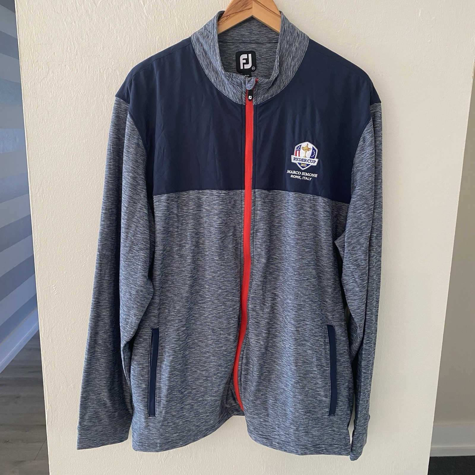 FootJoy Ryder Cup Special Edition Full-Zip Hybrid Jacket Mens 2XL Blue Multi FootJoy Ryder Cup Special Edition Full-Zip Hybrid Jacket Mens 2XL Blue Multi