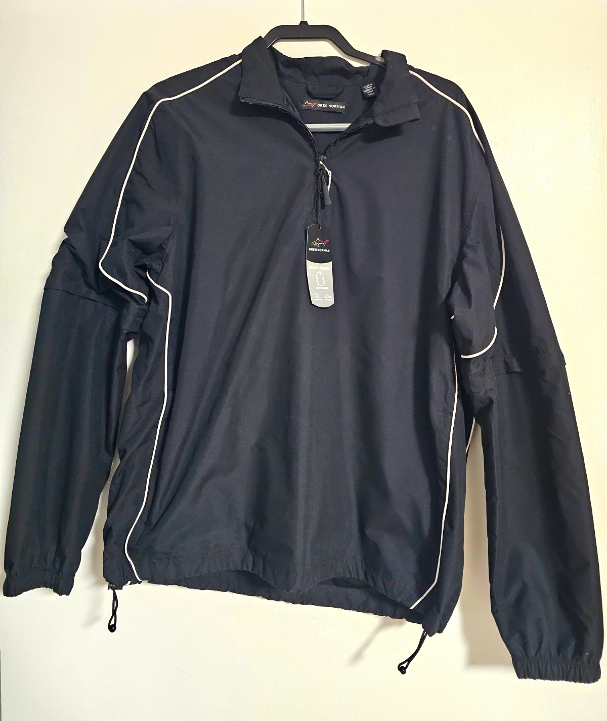 Greg Norman Weather Essentials Golf Windbreaker Jacket Men M Black Zip-Off Slvs