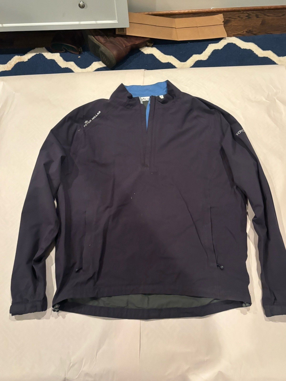 Peter Millar Tour Fit Golf Rain Jacket Men’s Medium Navy Blue Performance