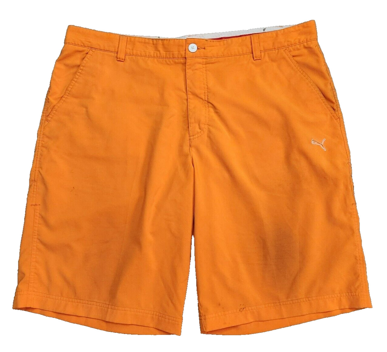 Puma Dry Cell Golf Chino Shorts Men’s Size 40 Orange Stretch Flat Front Rn62200