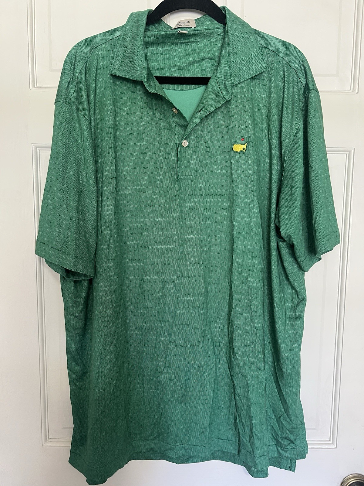 Masters by Peter Millar Men\'s XL Golf Polo Geometric Stretch Green/Yellow Masters by Peter Millar Men\'s XL Golf Polo Geometric Stretch Green/Yellow