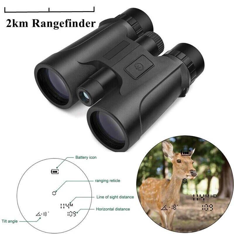 10X42  Laser Binoculars with Rangefinder Distance Meter 2000m Range Finder IPX5