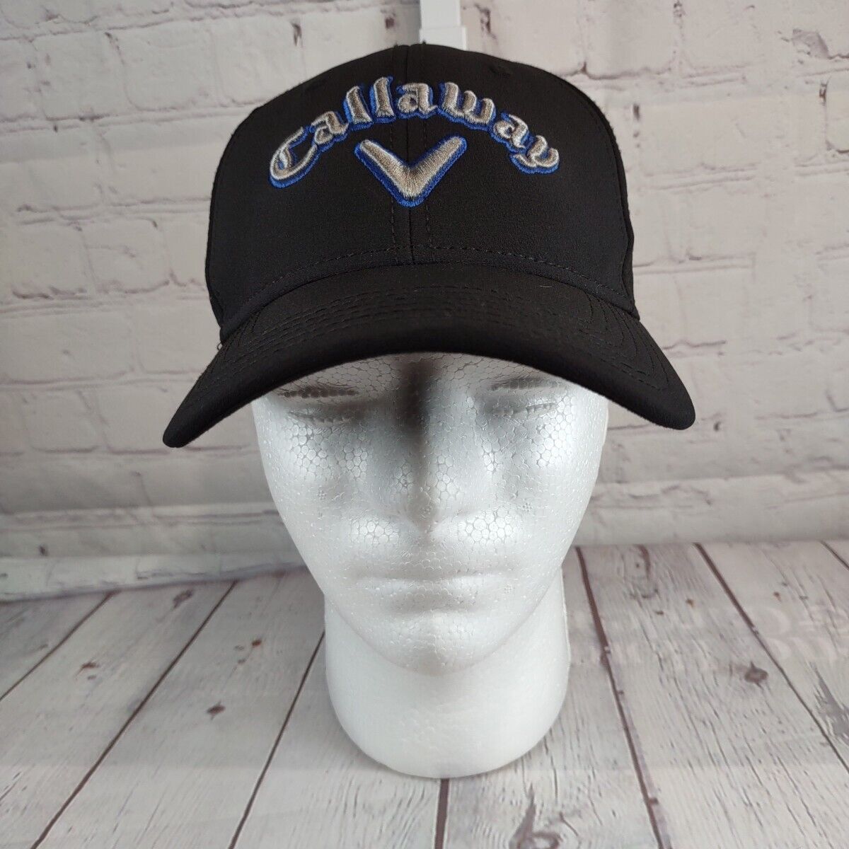 Callaway Golf A-Flex Cap Black with Grey/Blue Letters Hat Fitted Size S/M