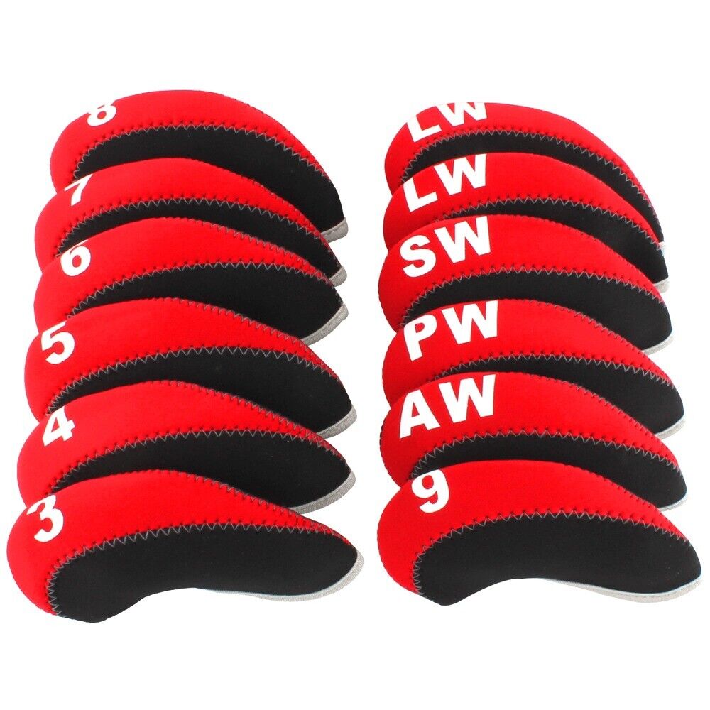 12pcs Iron Club Covers Suit Neoprene Callaway Ping Taylormade  - Red & Black US