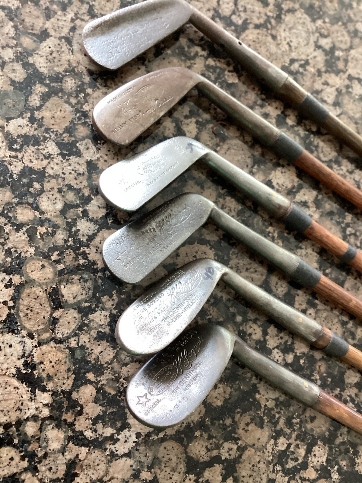 Antique Hickory Wood Shaft Golf 6 Club Gibson UK Iron Set Antique Hickory Wood Shaft Golf 6 Club Gibson UK Iron Set