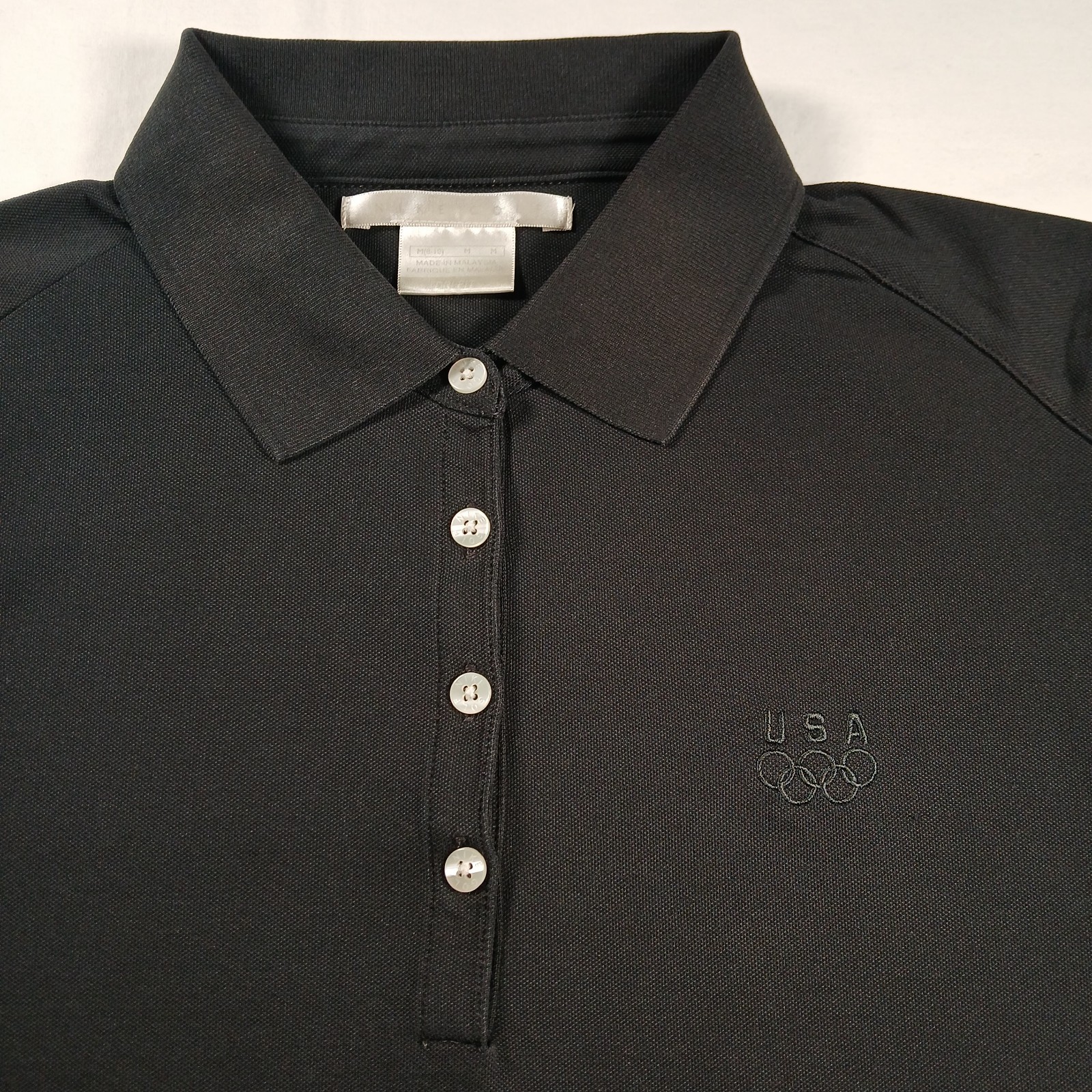 Vintage Nike Golf Polo Medium Womens Black Dri-Fit Stretch Embroidered Logo 