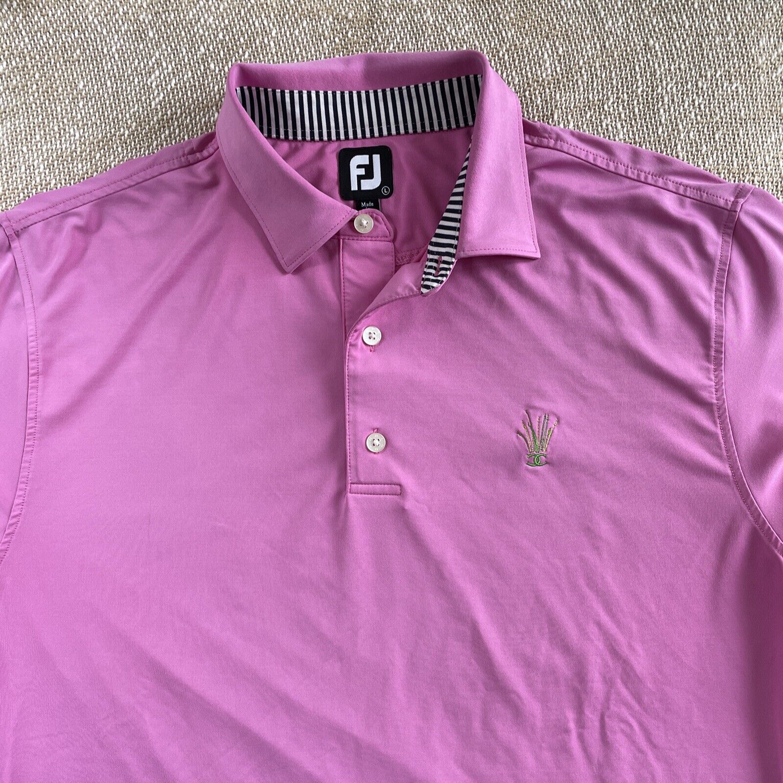 footjoy golf shirt Men\'s LARGE Pink CC Embroidered Logo