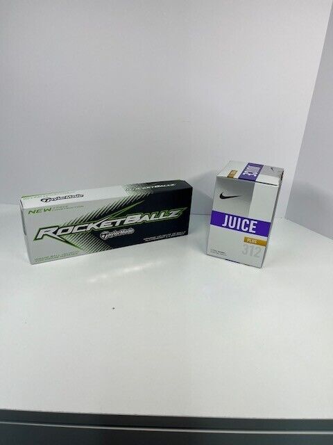 TaylorMade RocketBallz Box of 12 Nike Juice 312 box of 12 Golf Balls Brand New
