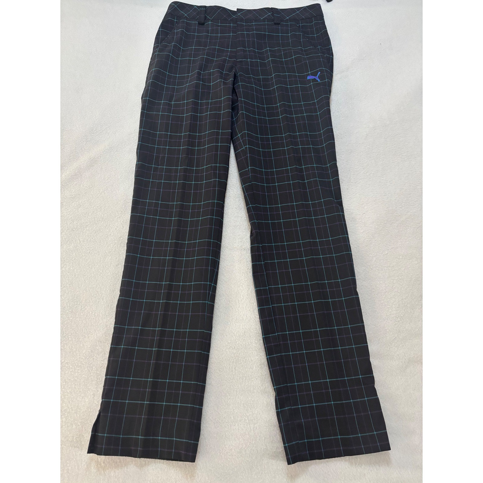 Puma Golf Pants Men\'sBlack Teal 32x32 Dry Cell Windowpane Plaid Performance Puma Golf Pants Men\'sBlack Teal 32x32 Dry Cell Windowpane Plaid Performance