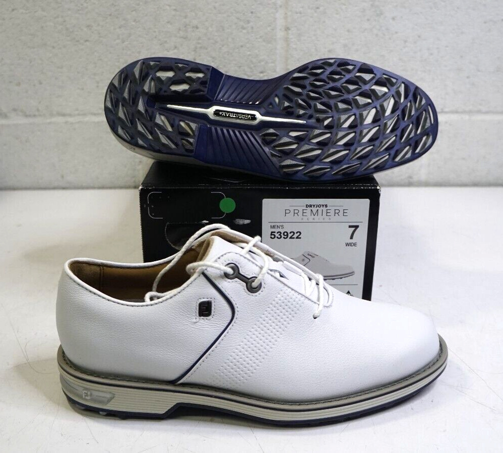 FootJoy 53922 Men\'s DryJoys Premiere Golf Shoes-White Sz: 7 wide