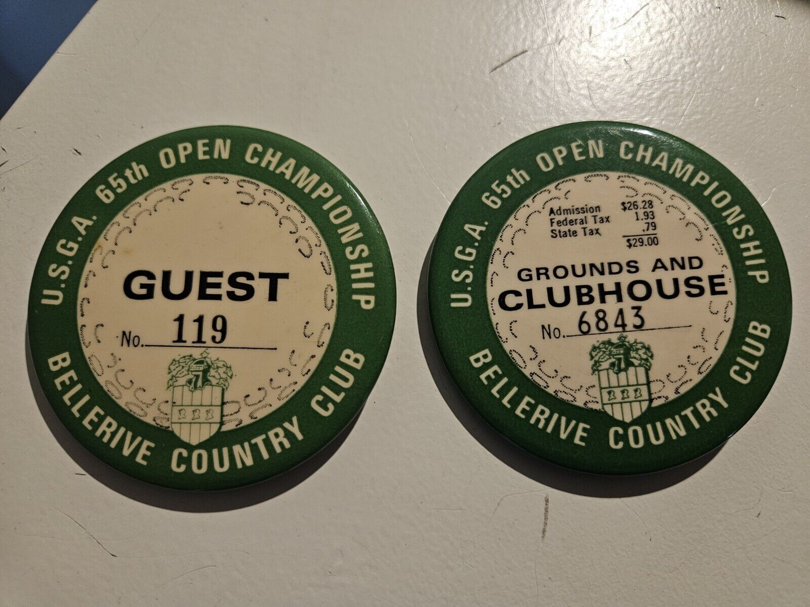 (2) 1965 US Open Golf Badges Gary Player Wins Completes Grandslam
