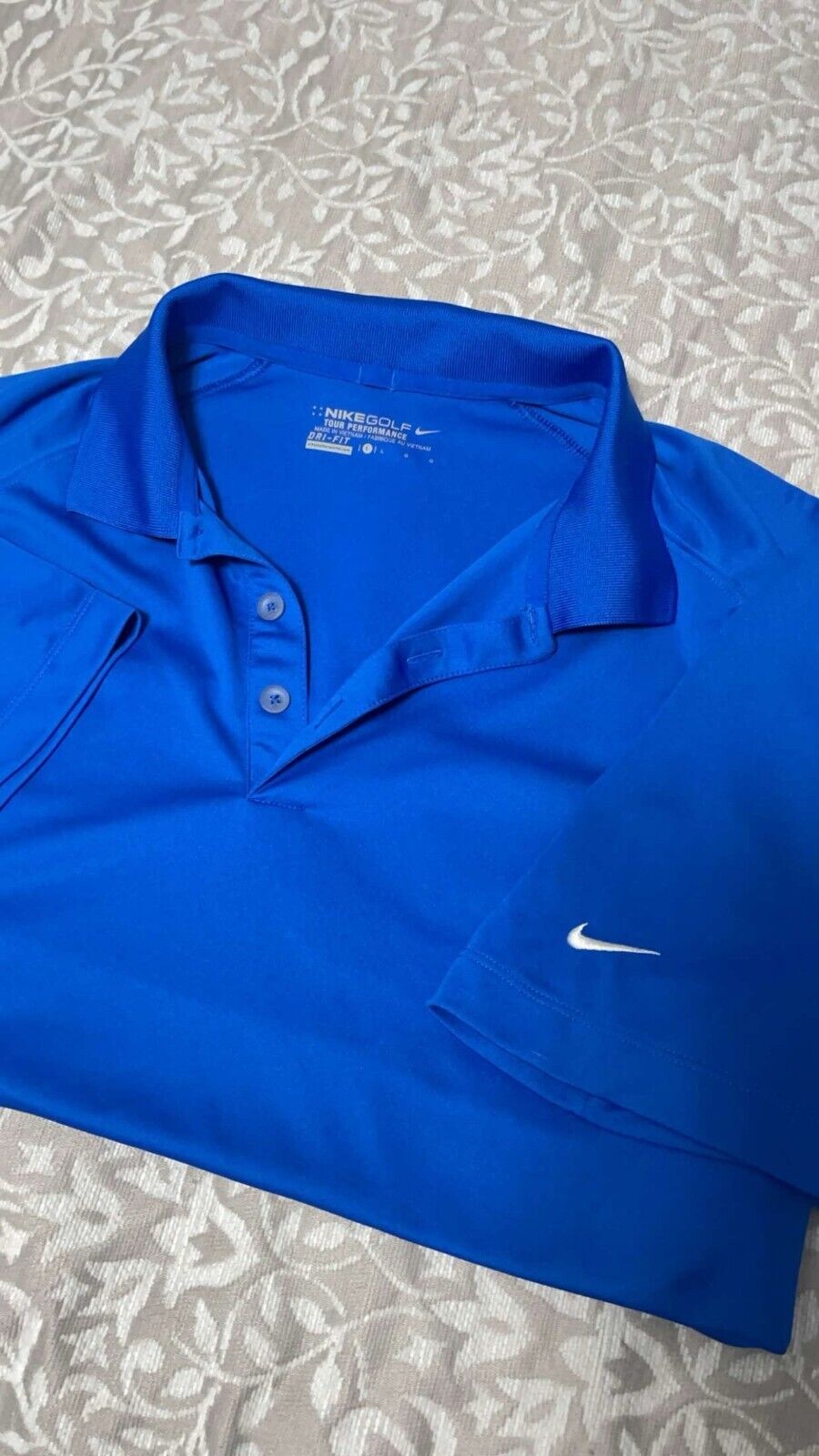 Nike Golf Tour Performance Dri-fit Men’s Solid Blue Polo Nike Check Size Large