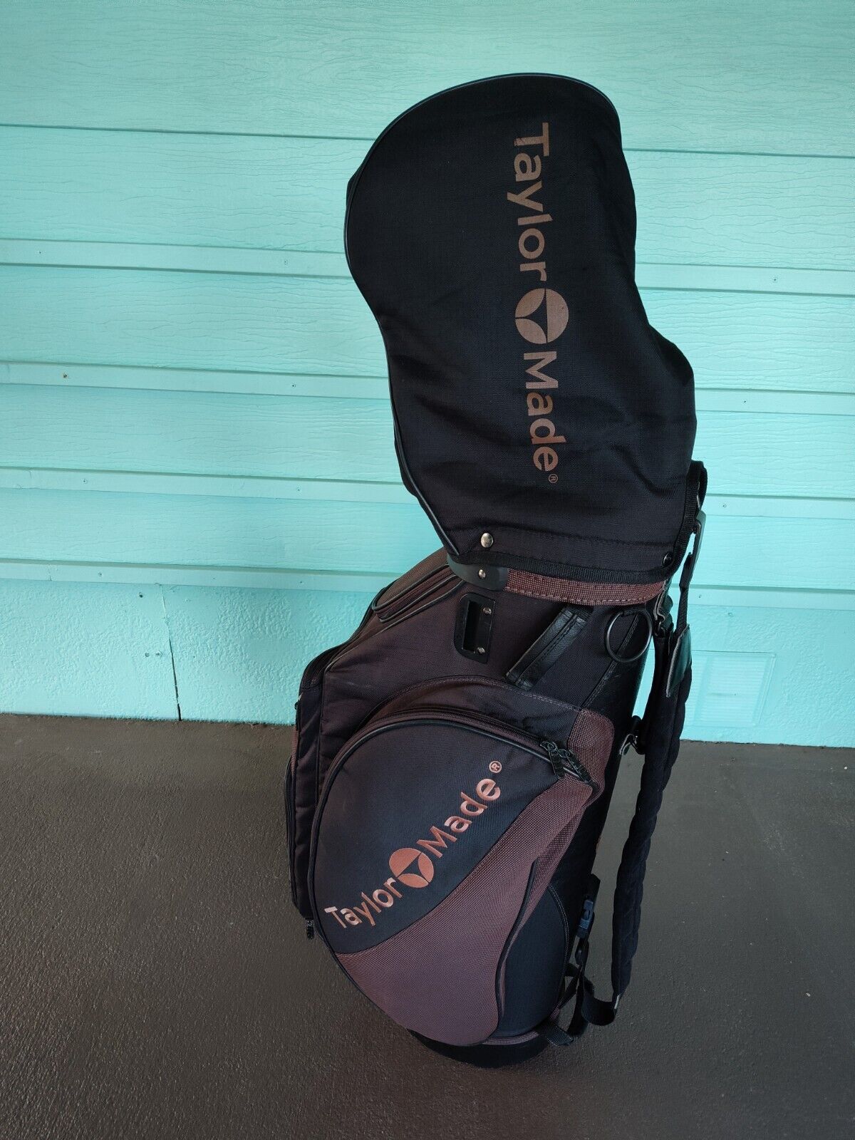 Vintage TaylorMade 5 Way Deluxe Staff Cart Golf Bag Rain Cover Copper Brown