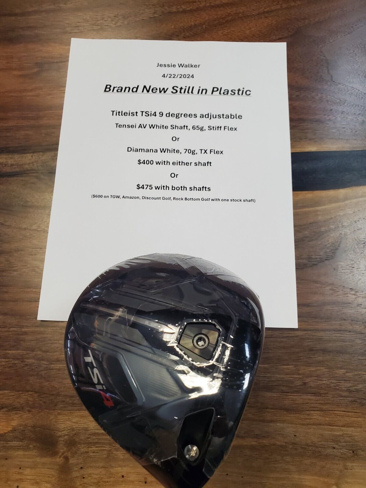 Titleist TSi4 Driver - New in the Plastic-Two shafts to choose from S or TX