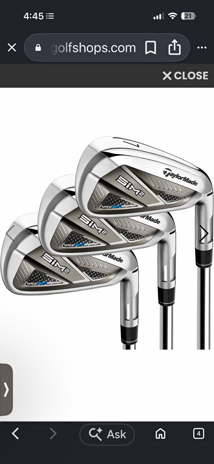 TaylorMade SIM2 Max Iron Set Right-Handed reg Flex Steel Shaft 8 Clubs 5-Pw,AW TaylorMade SIM2 Max Iron Set Right-Handed reg Flex Steel Shaft 8 Clubs 5-Pw,AW