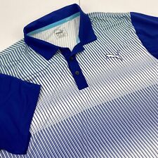 Puma Shirt Men XL Polo Golf Stripe Power Cool Blue Dry Cell Wicking Athleisure picture