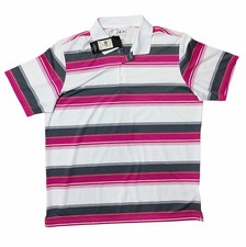 Adidas Puremotion Golf Polo Striped Shirt Men’s Size Xl White Pink Gray New Nwt picture