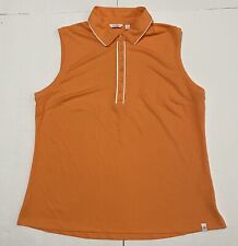 LADY HAGEN Women Size XL Fresh Mandarin Piped Sleeveless Polo Shirt picture